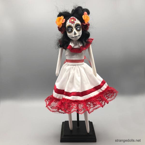 La Calavera Halloween decor 13 creepy pose able doll spooky skull doll Day of Dead doll Catrina