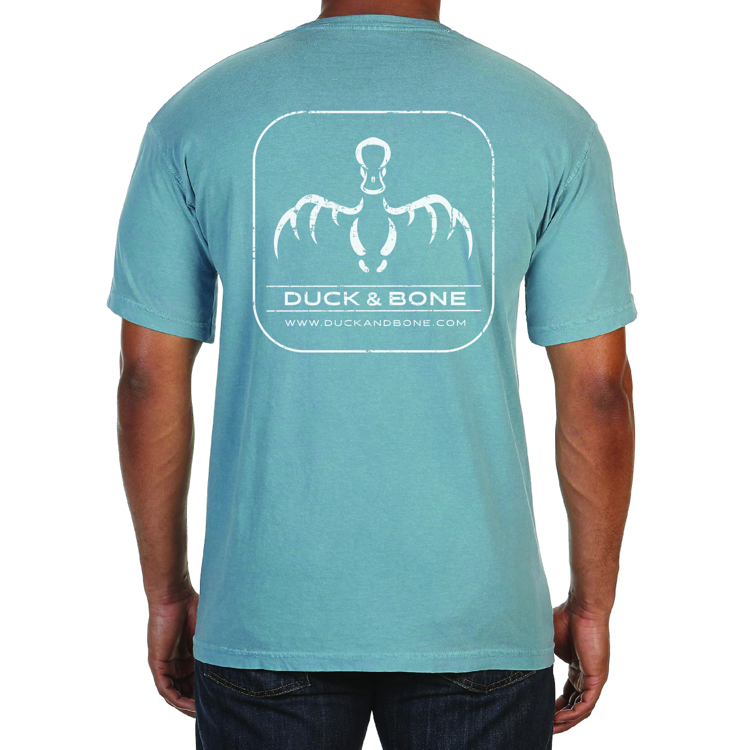 Ice Blue Comfort Colors Pocket Tee Duck Bone