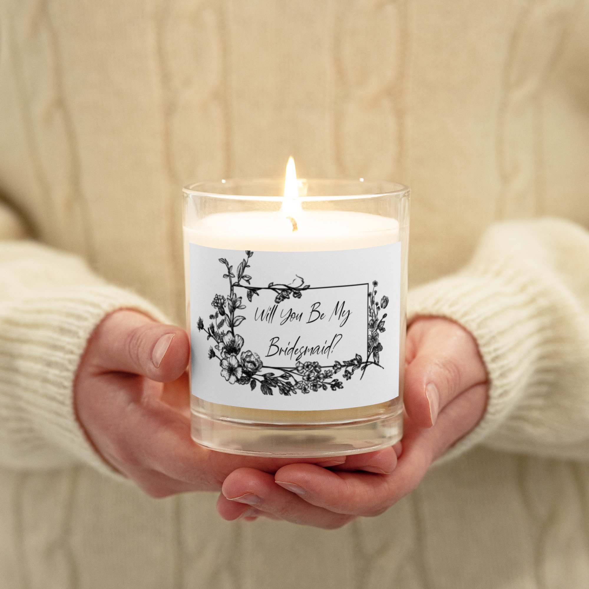Will You Be My Bridesmaid Glass jar soy wax candle Garden Rose