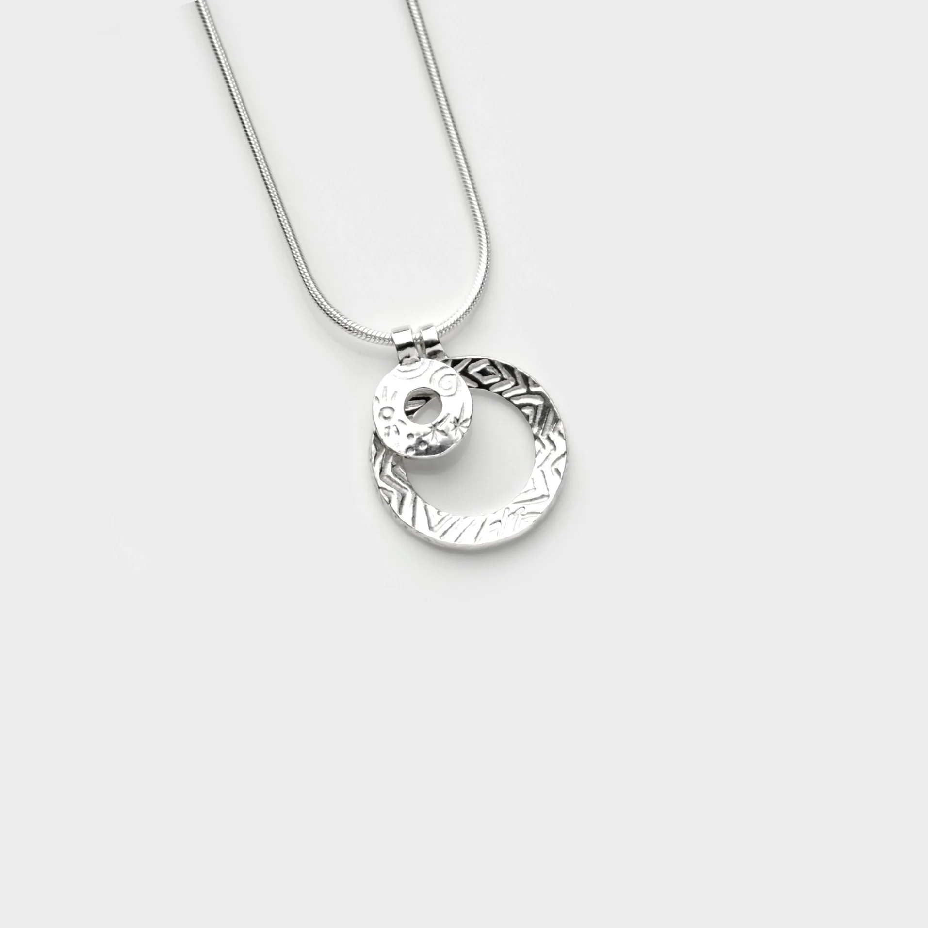 Sterling Silver Double Circle Pendant 