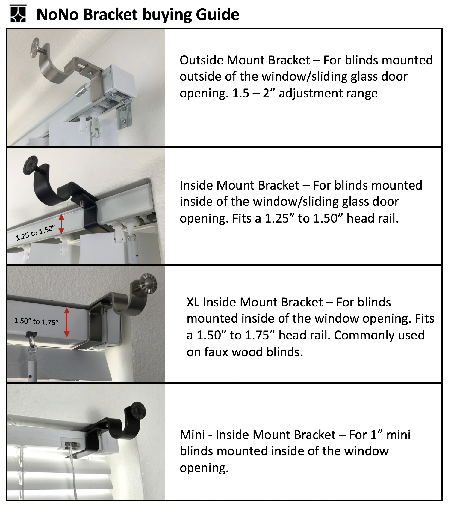 Inside Mounted Blinds Curtain Rod Bracket Attachment Nickel NONO Bracket