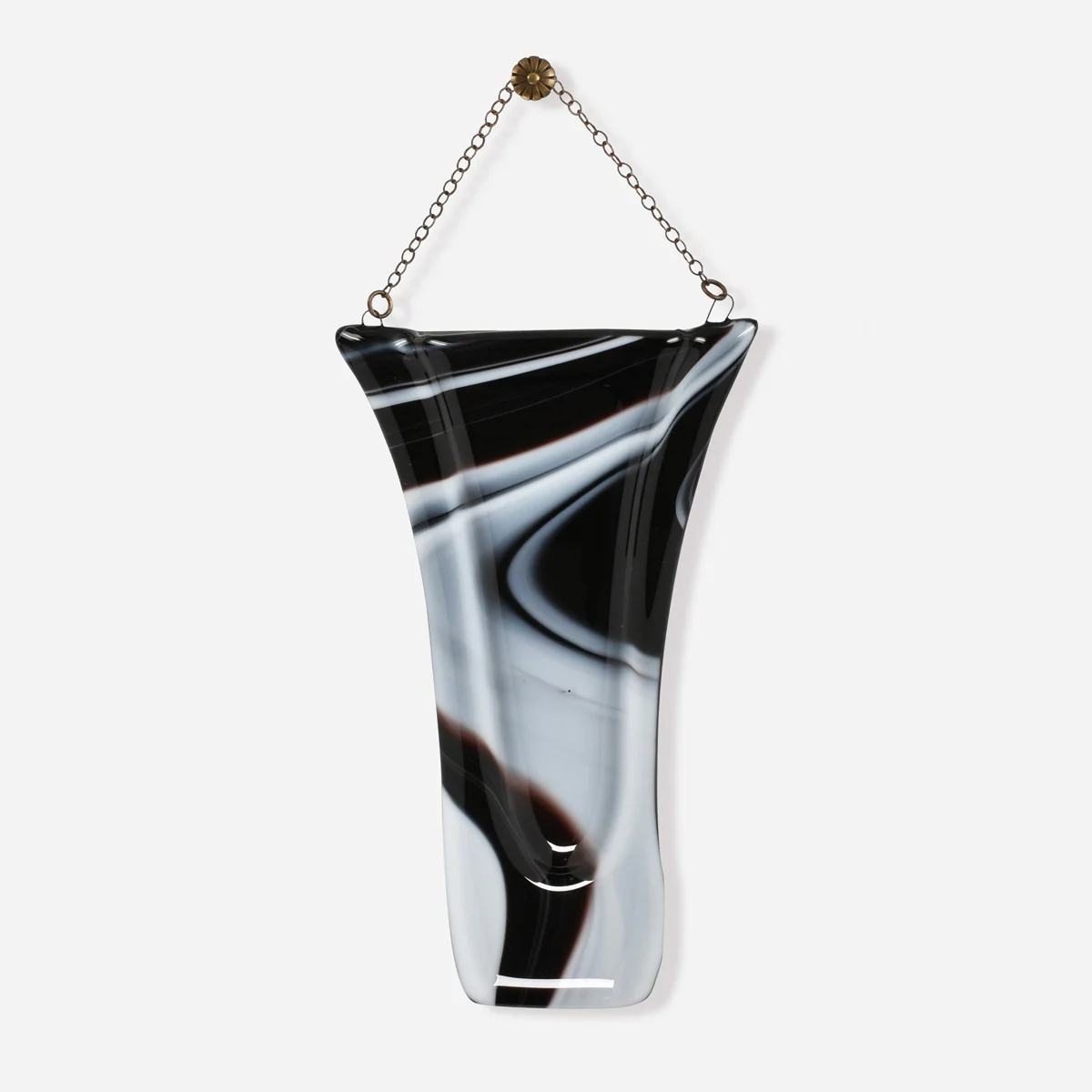 Wall Pocket Vase Black White Swirl Design Balestri