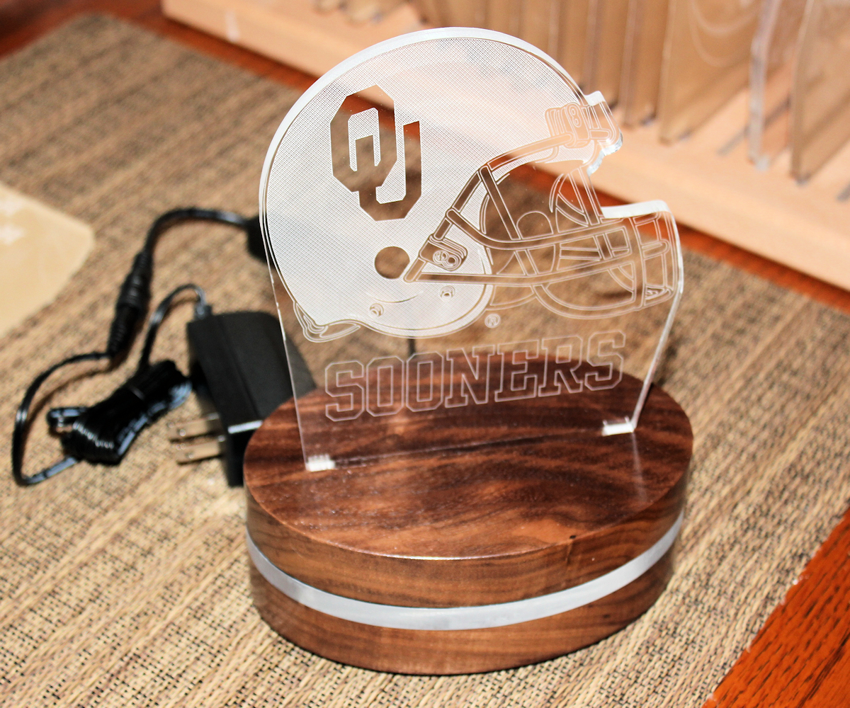 Led Lights Ou Football Helmet Retro Style Big Ern S Woodshop