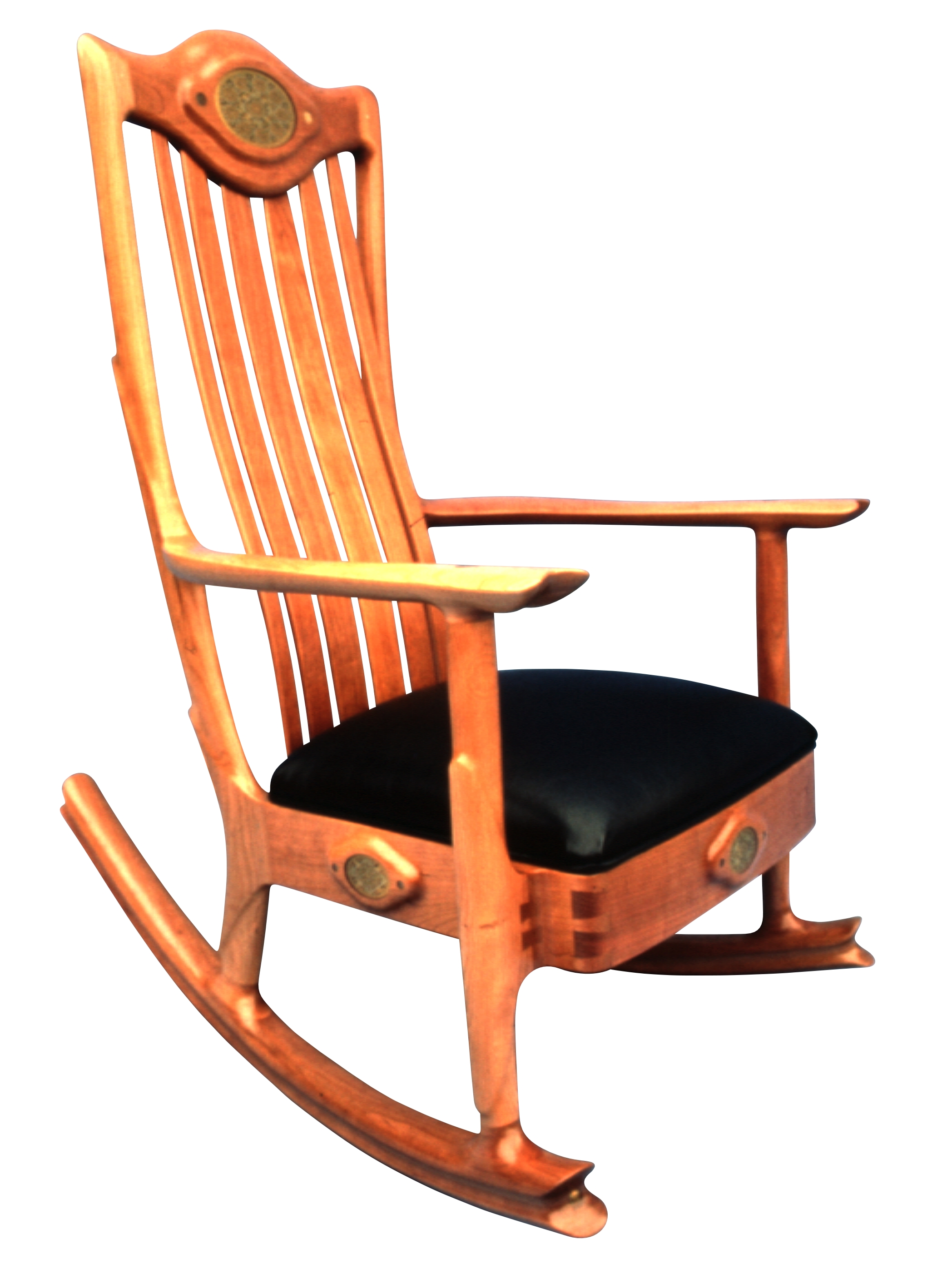 Handmade Custom American Cherry Upholstered Seat Rocking Chair