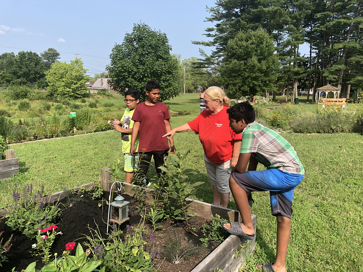 Master gardeners work with students at Peace Pilgrim Park