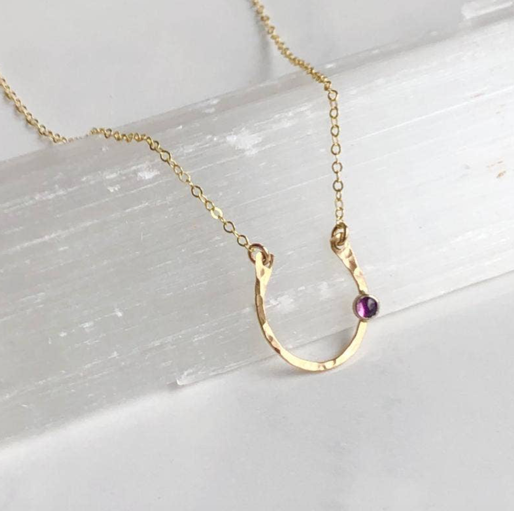 14K Gold Lady Luck Horseshoe Necklace 