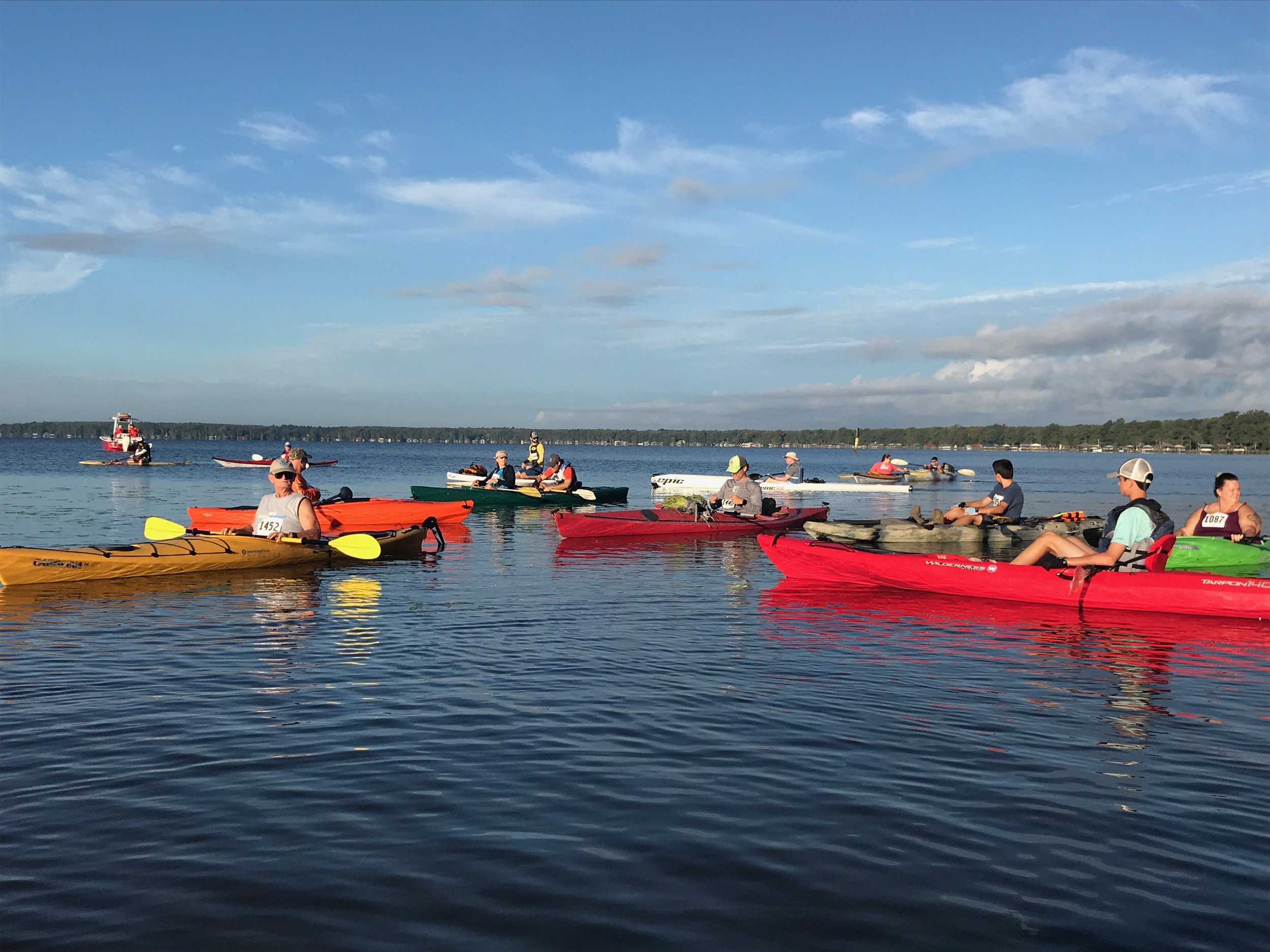 35 paddlers including several stand-up paddleboarders made the 15-mile round trip around Lake Waccamaw.