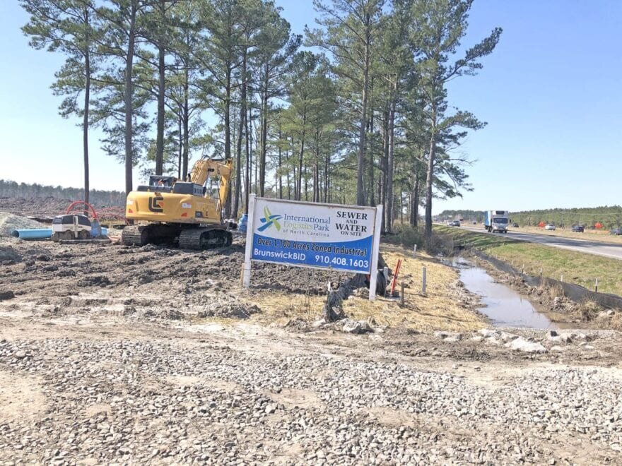 Columbus County government is extending water lines to the International Logistics Park on U.S. 74-76 at the Columbus-Brunswick County line.  Photo by Diana Matthews