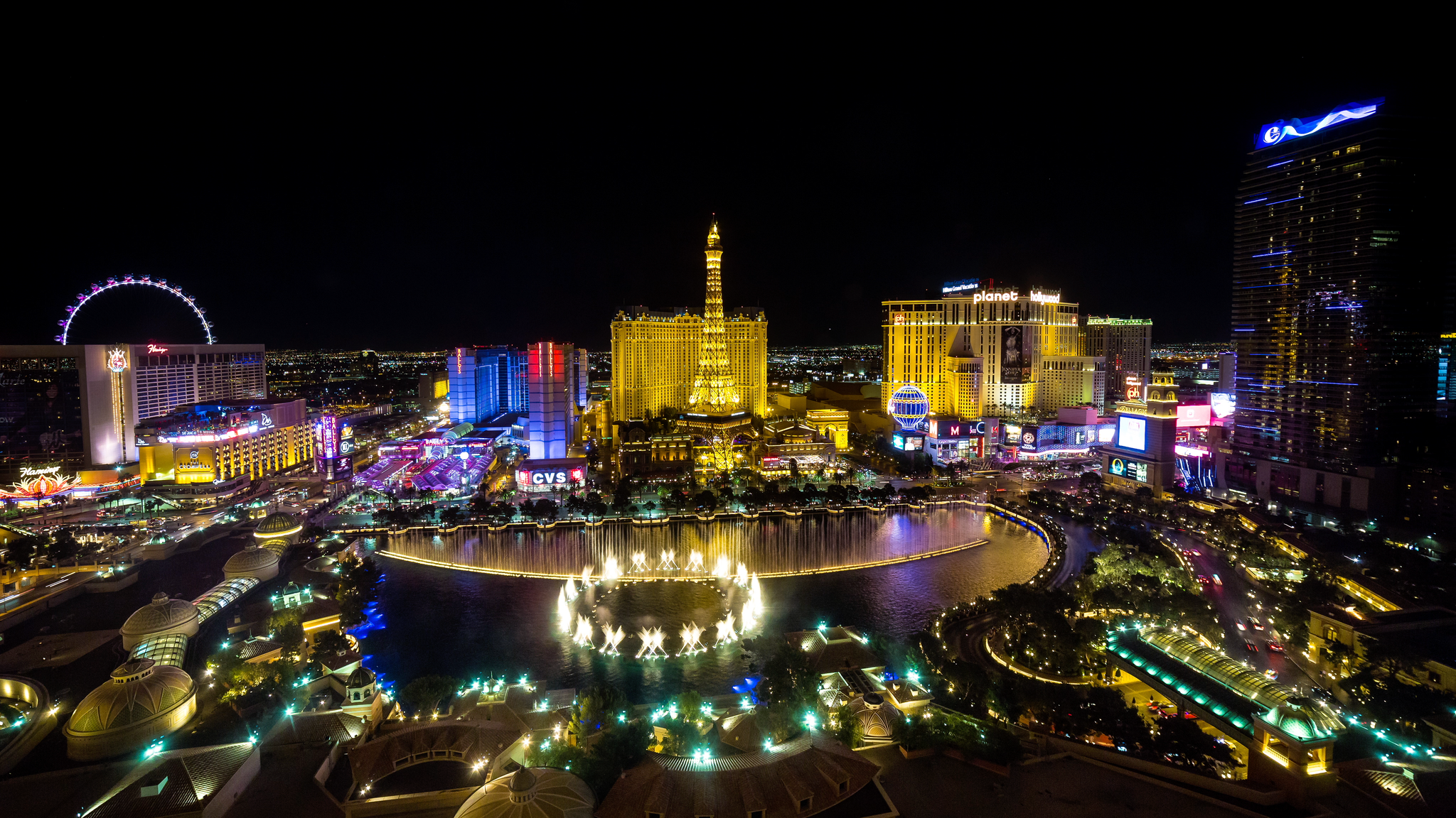 4k Las Vegas Bellagio Fountains And Skyline Wide Night Emeric S Timelapse