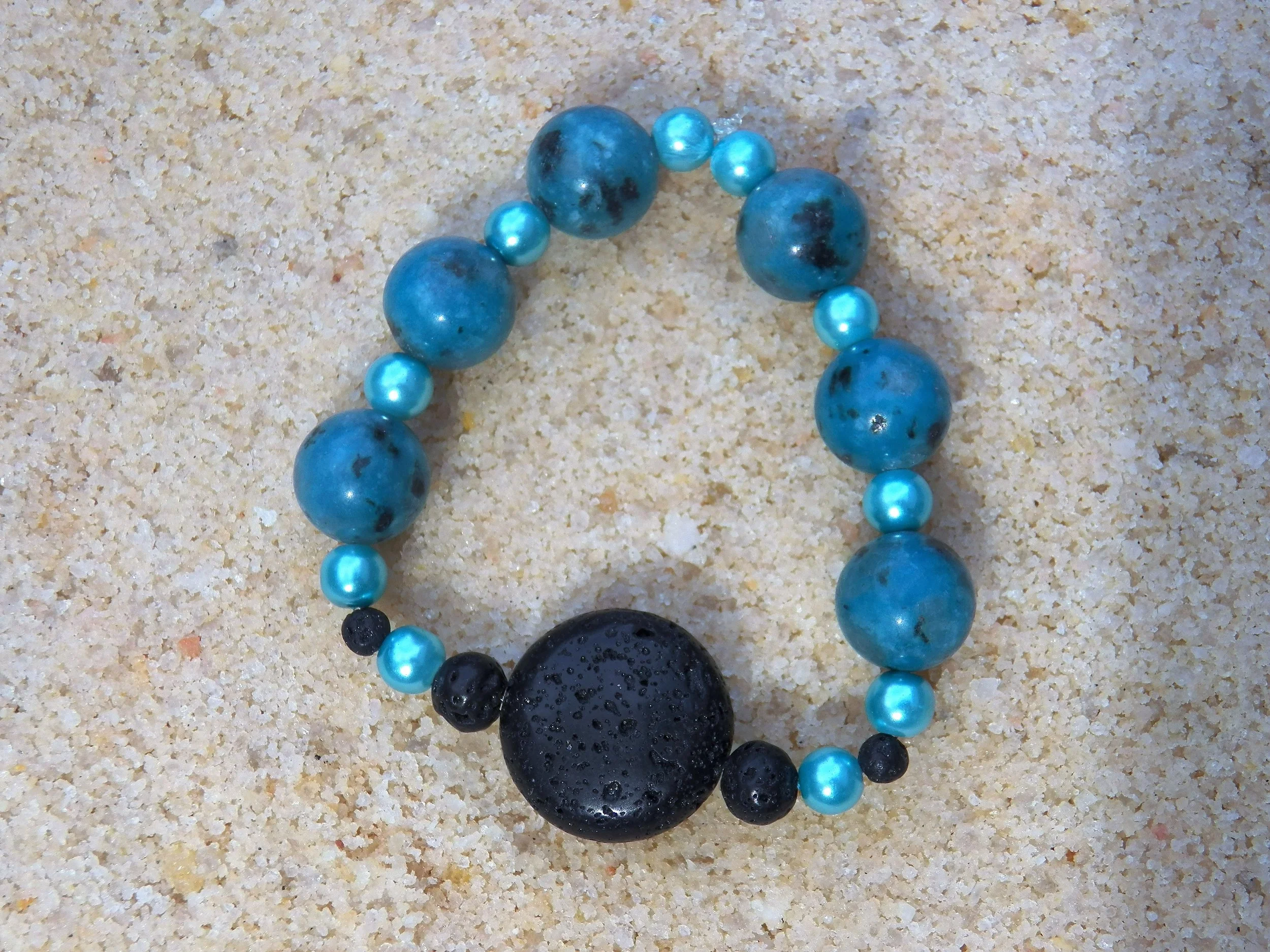 lava stone and turquoise bracelet