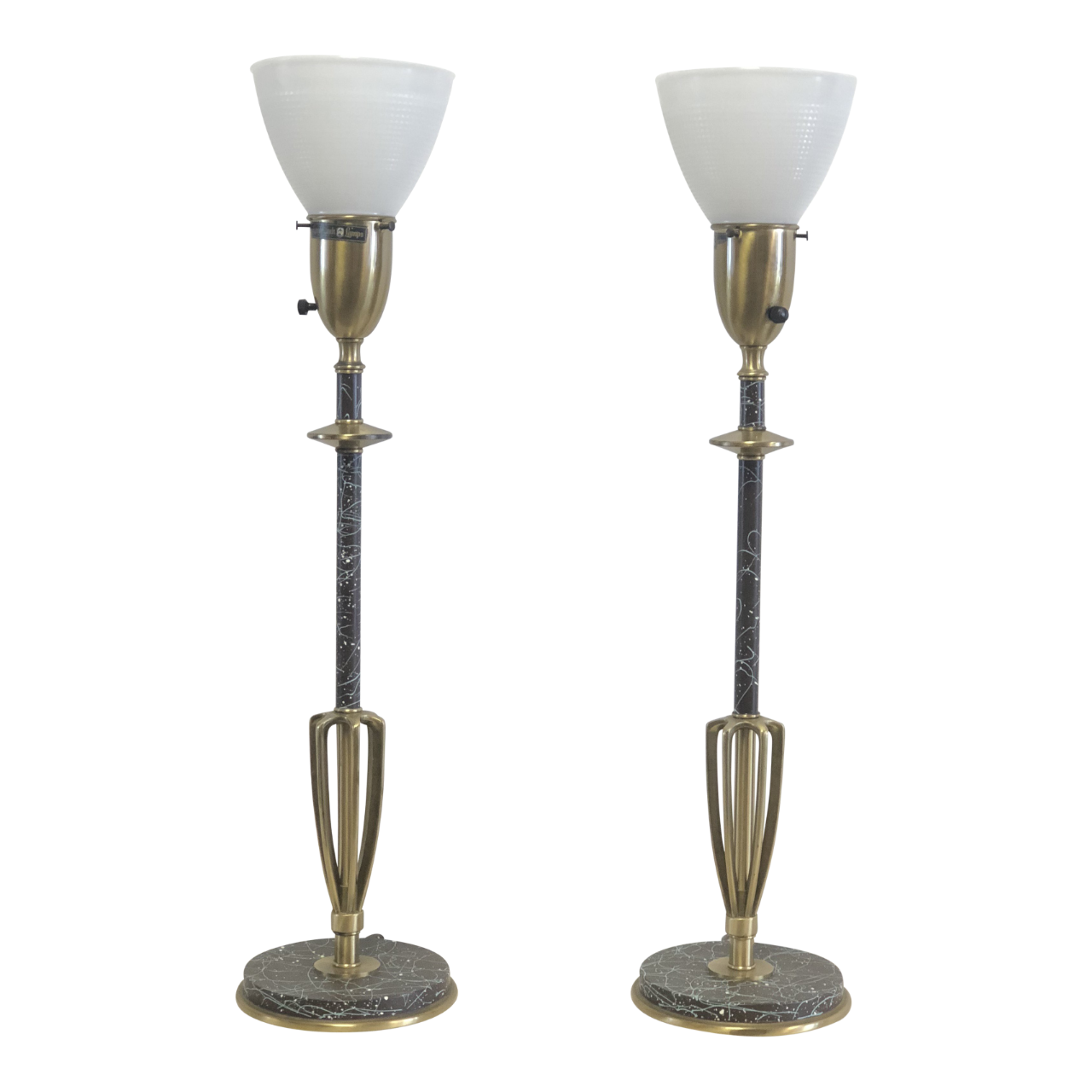 Rembrandt Art Deco Style Brass Torchiere Table Lamps A Pair Mimo