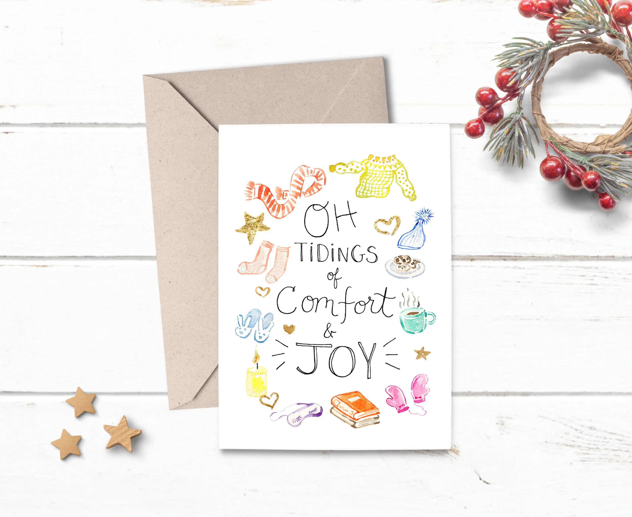 Oh Tidings Of Comfort Joy Holiday Greeting Card Kimothy Joy