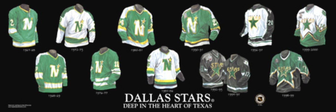 dallas stars jerseys through the years