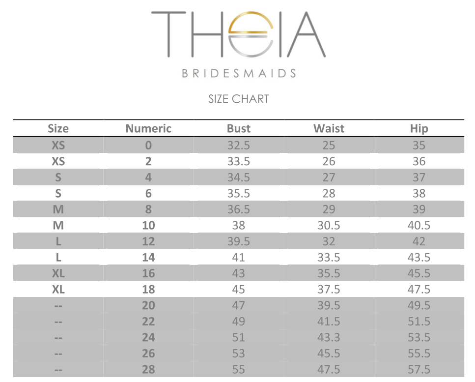 Theia Size Chart