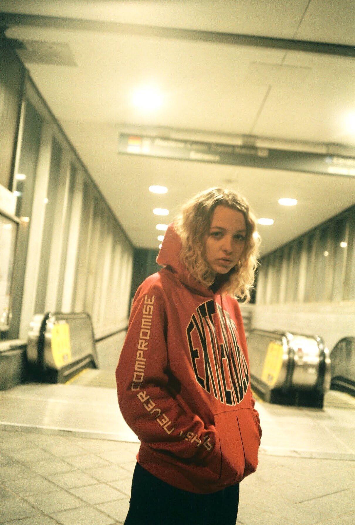 yellow champion script hoodie