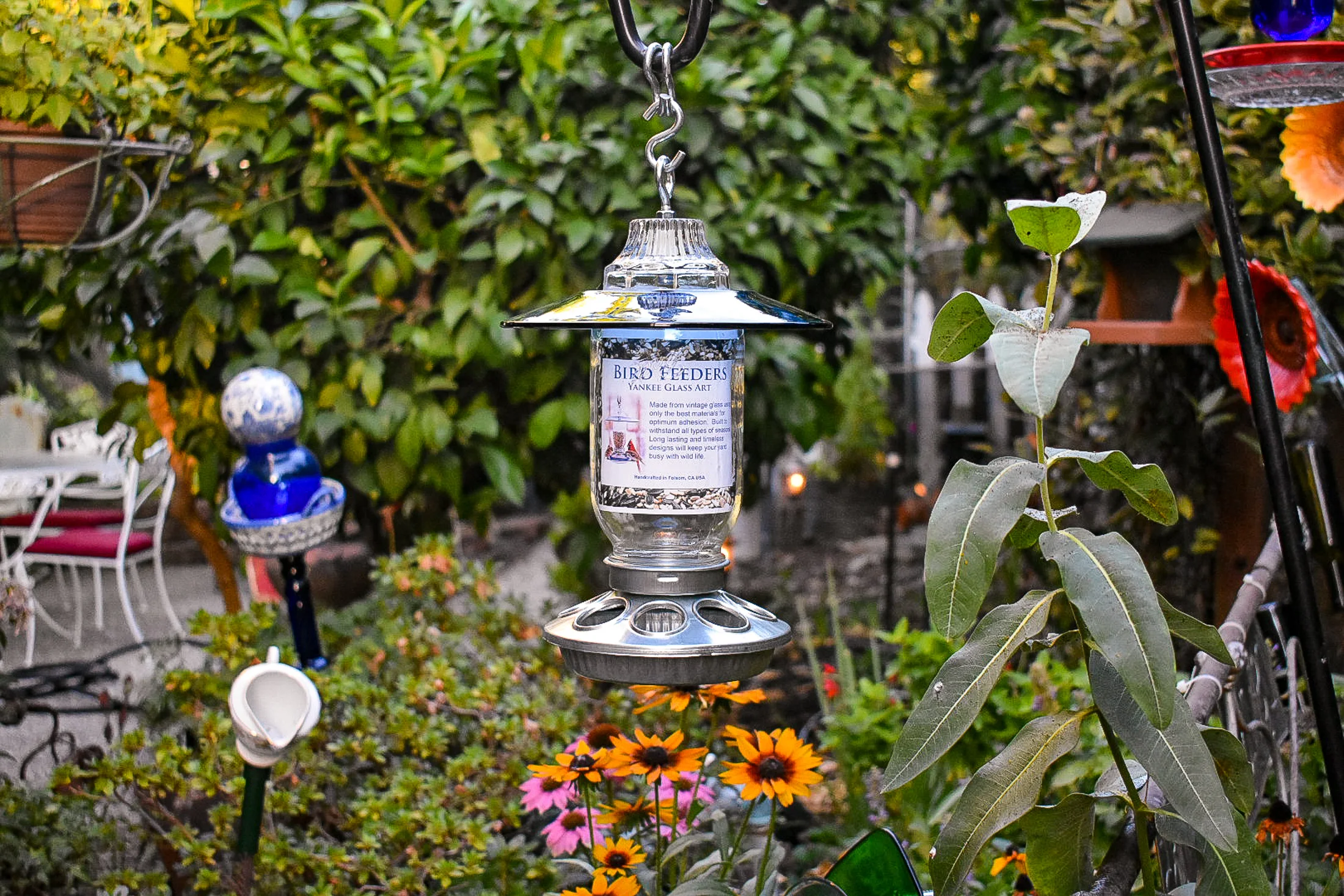 Blue Byu Feeder Yankee Glass Art