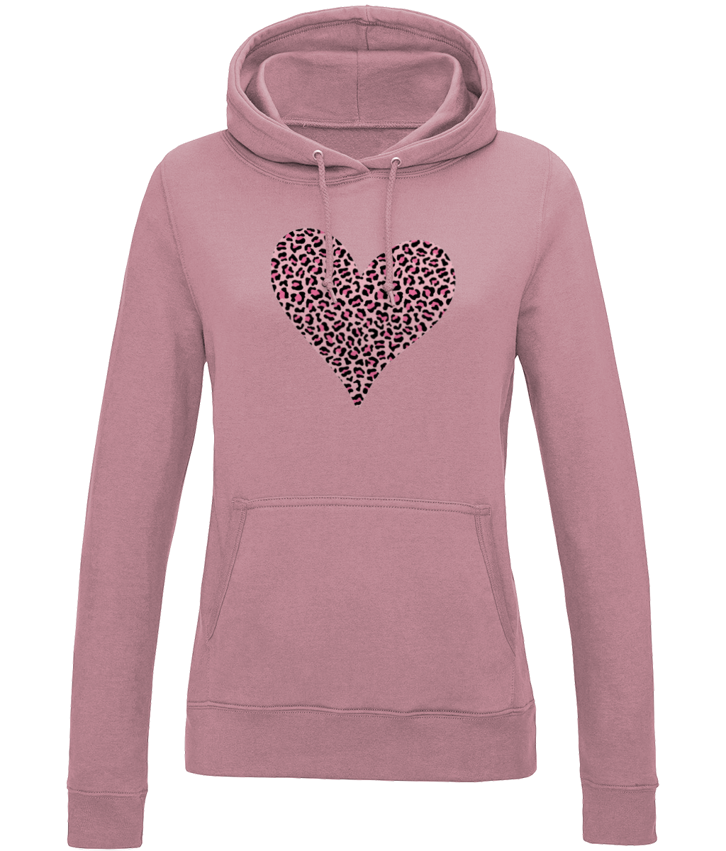 Mid Pink Leopard Print Heart Sweatshirt