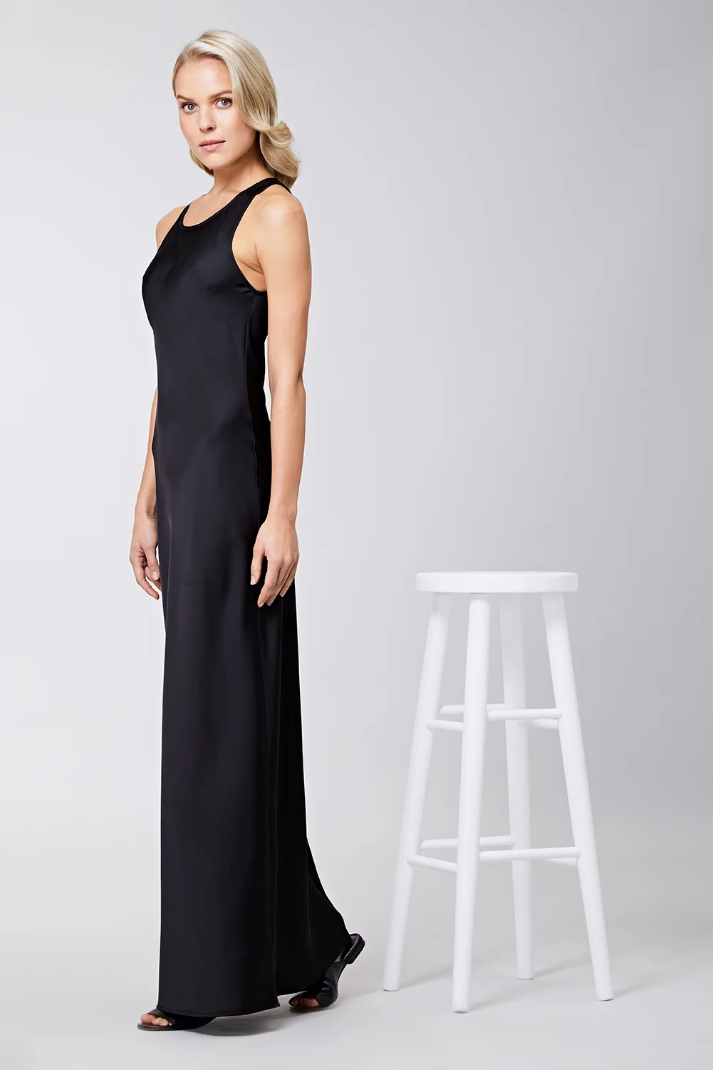 black slip gown