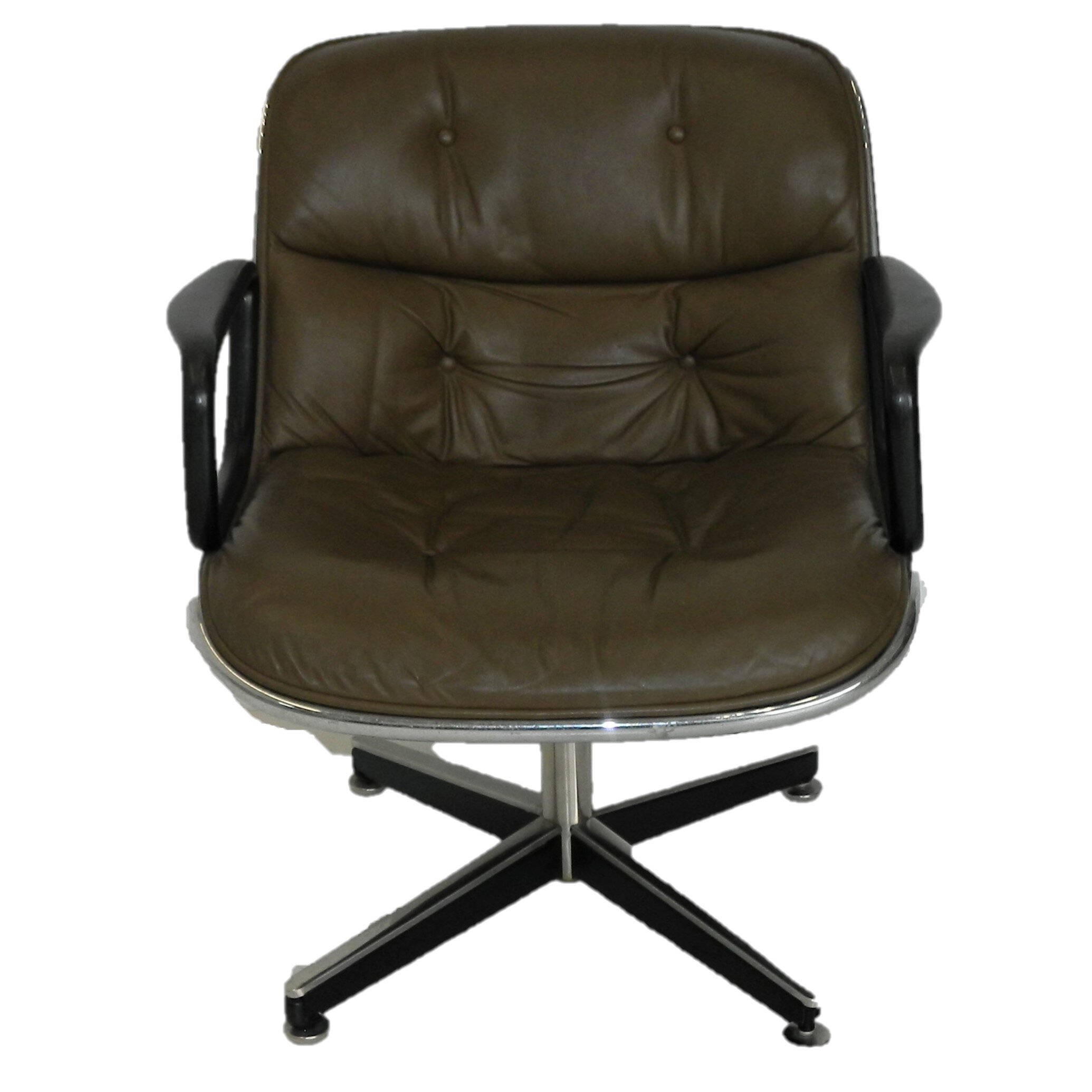 Pair Charles Pollock For Knoll Leather Executive Desk Chairs Circa