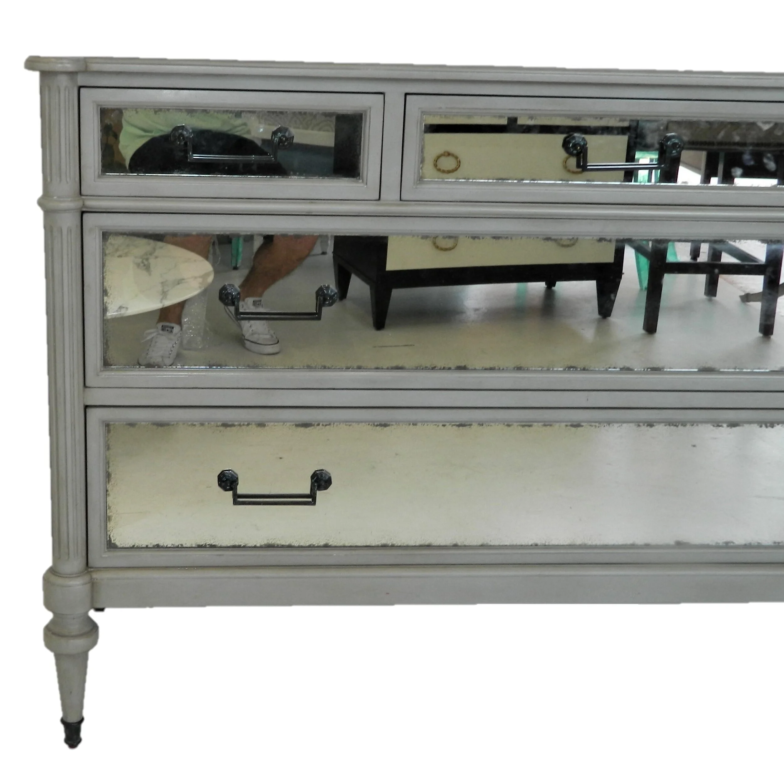 5 Drawer Antiqued Mirror Dresser Dulce