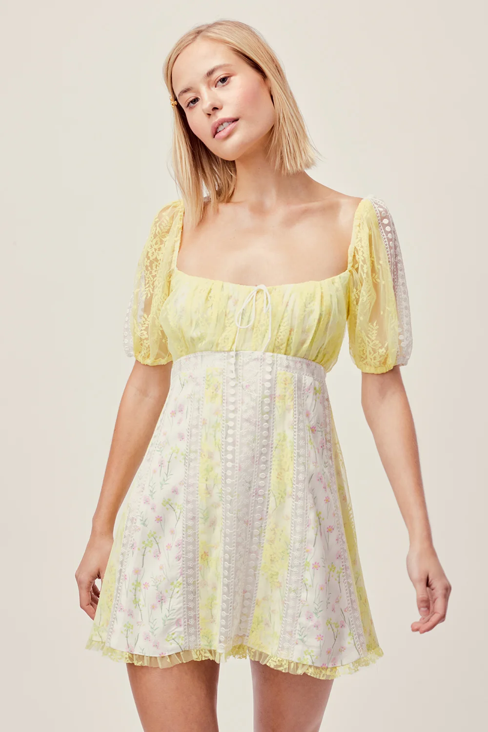 lemon yellow mini dress
