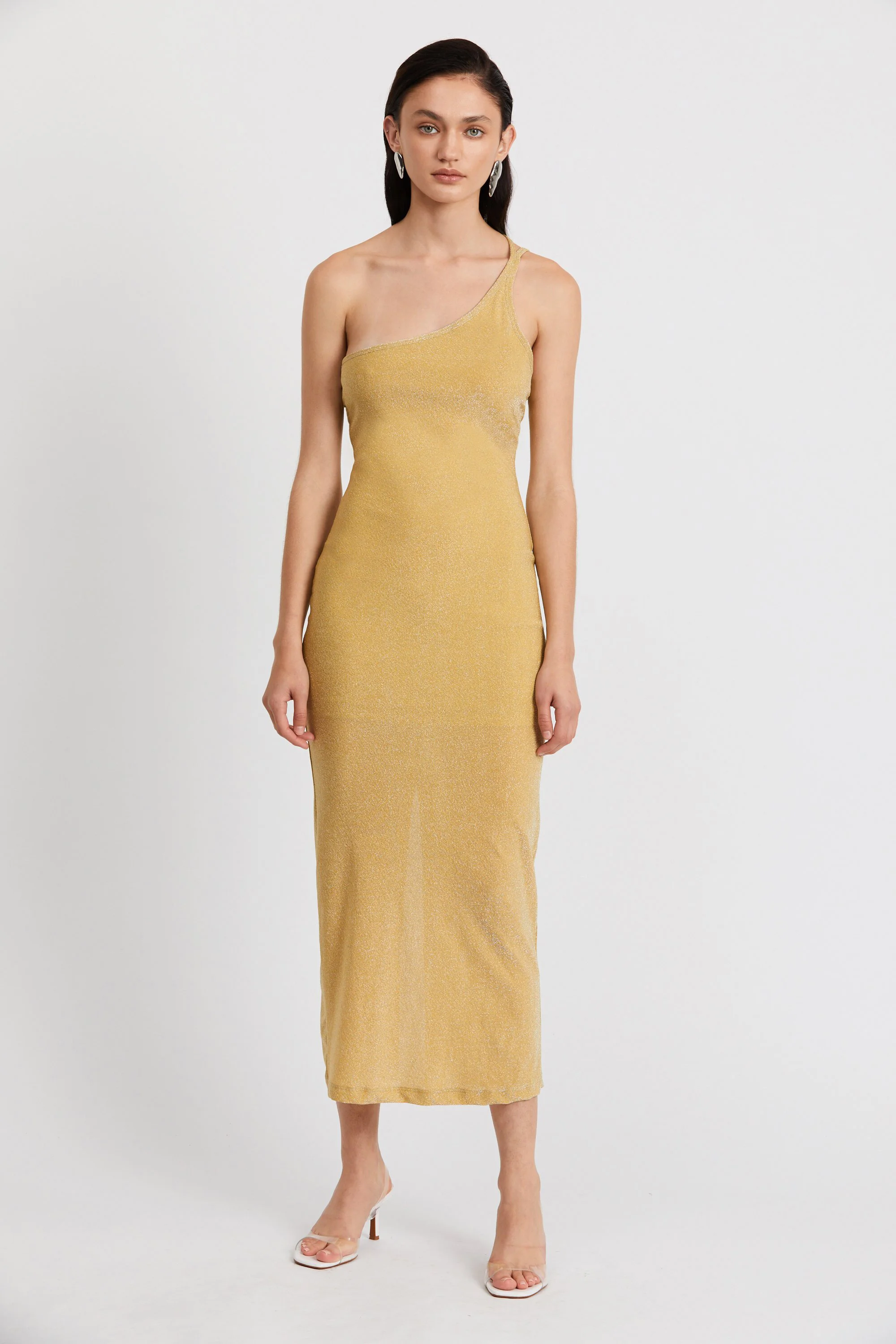 yellow shimmer dress