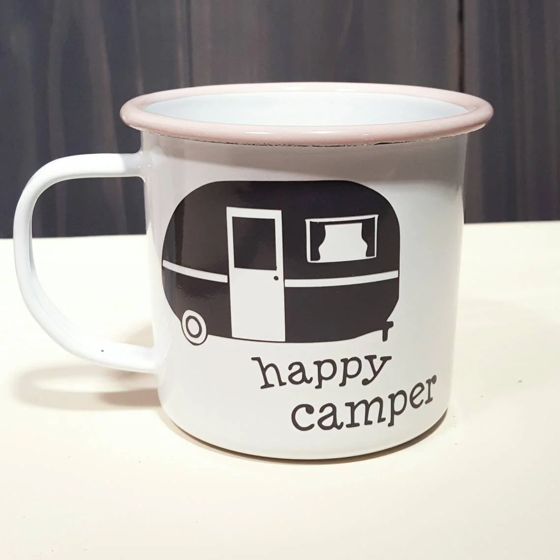 happy camper enamel mug