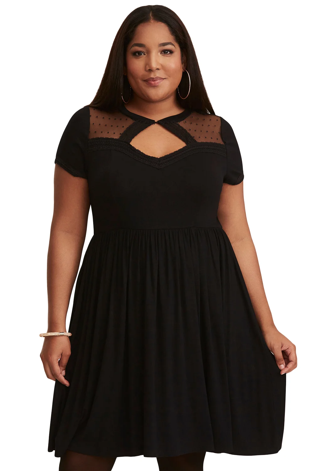 mesh top skater dress