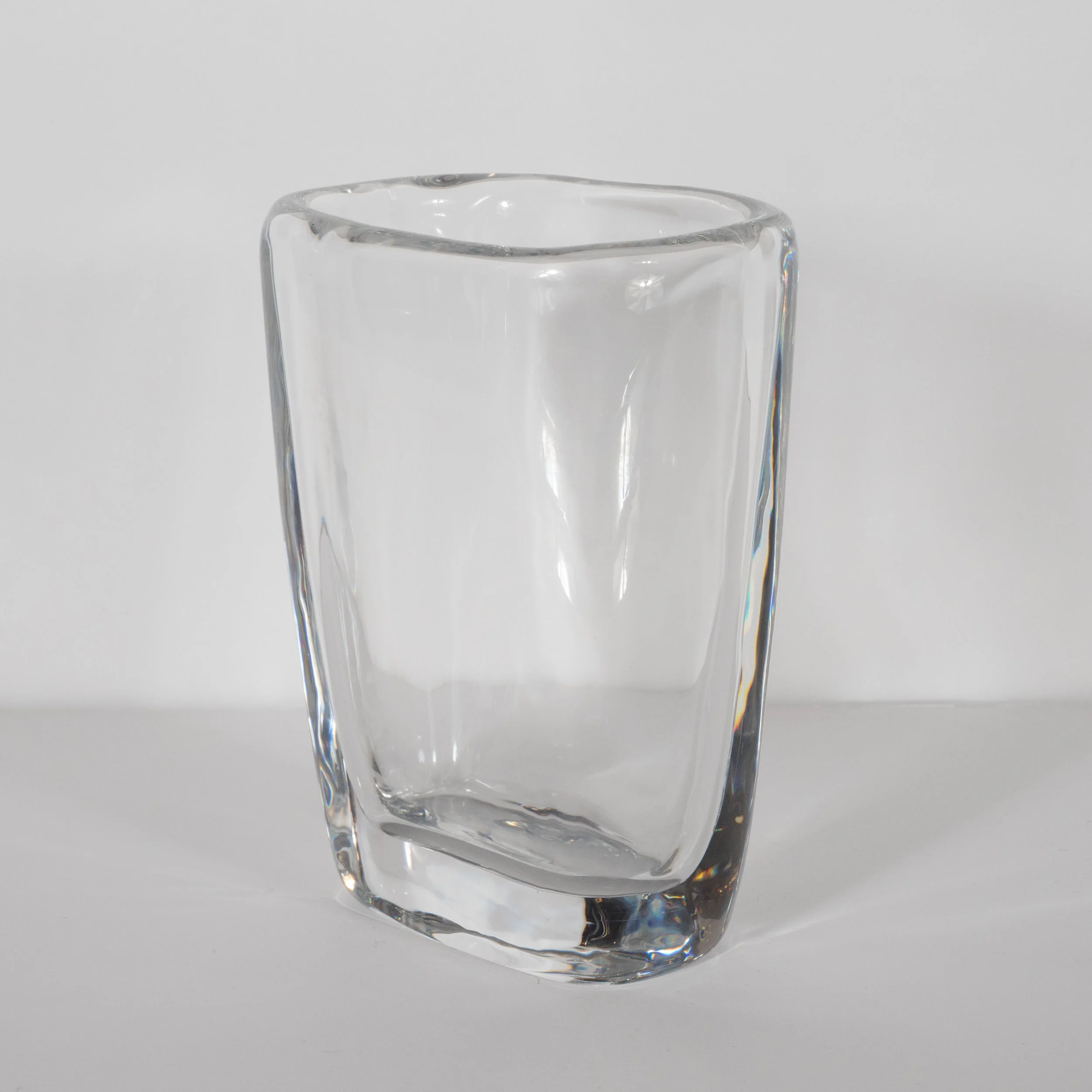 Mid Century Modern Oblong Translucent Glass Vase By Orrefors Of