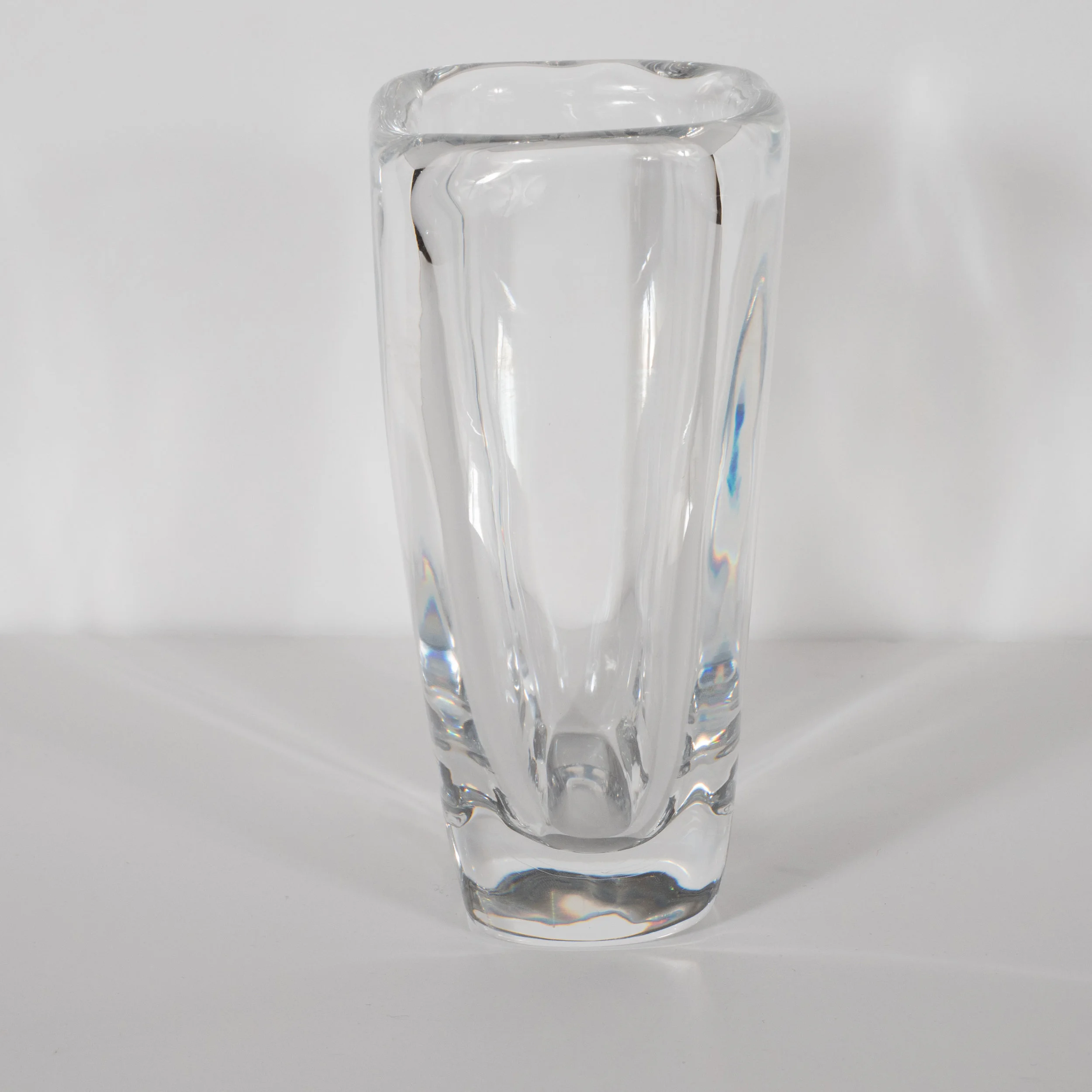 Mid Century Modern Oblong Translucent Glass Vase By Orrefors Of