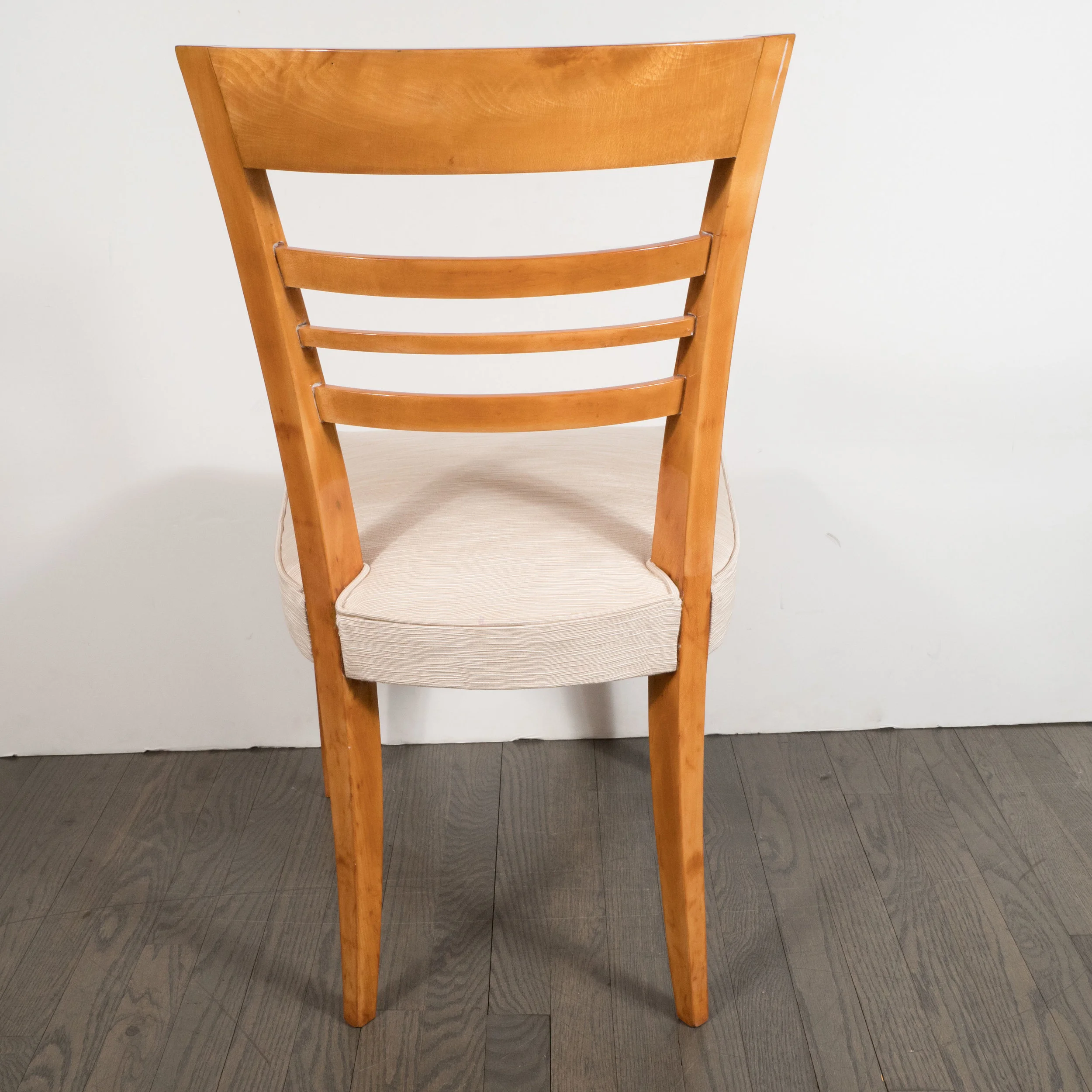 Art Deco Maple Desk Chair With Cream Woven Upholstery High Style