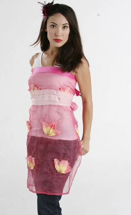 pink silk wrap dress