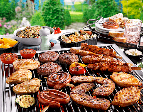 Gemarkeerd Vul in straffen BBQ kies en mix pakket all-in — Barbecue-Butcher-barbecue catering pakket  met kok