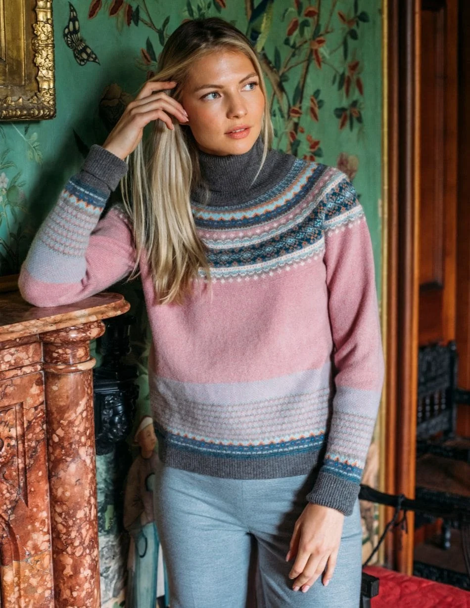 Pink roll neck sweater sale