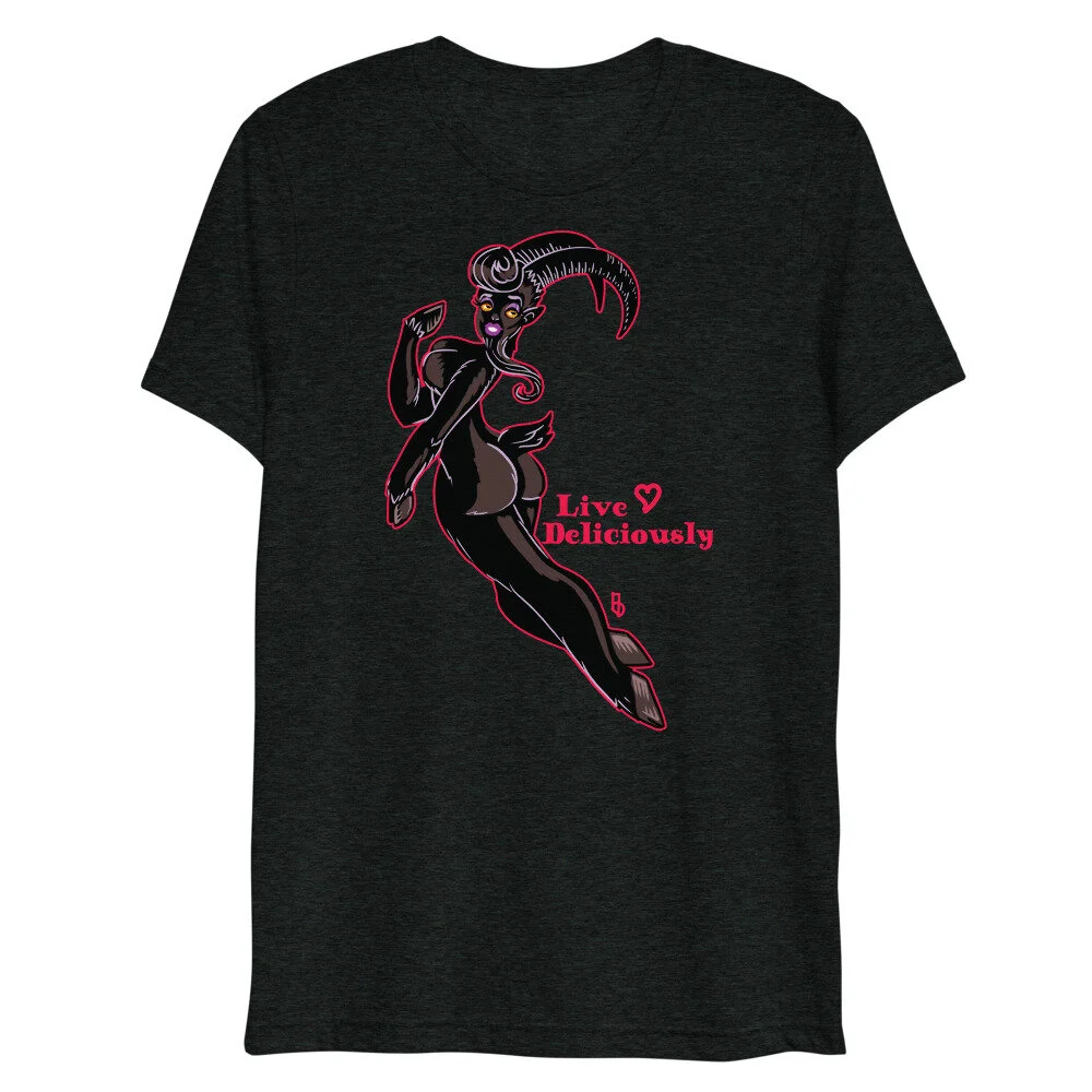 Live Deliciously - Black Phillip Pinup Shirt — Neon Horror
