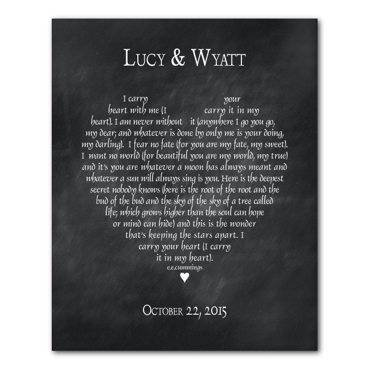 I Carry Your Heart With Me Poem E E Cummings Wall Decor