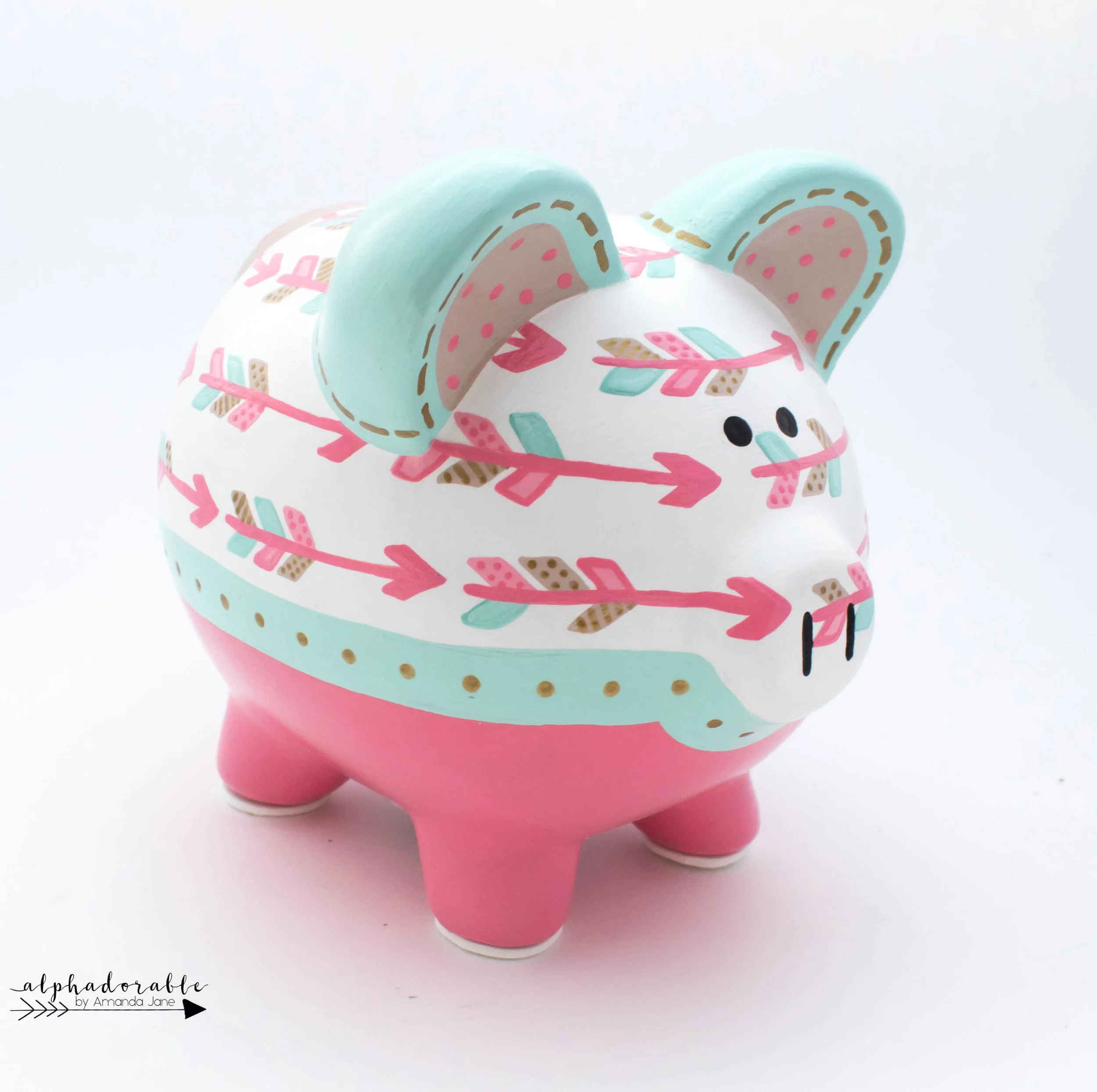 Arrows Boho Chic Piggy Bank in mint