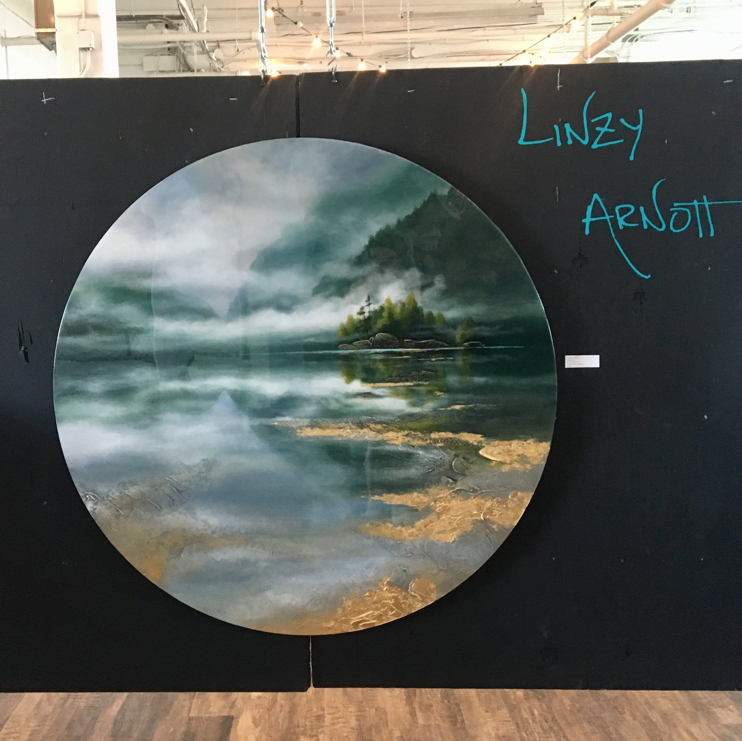 Buntzen Lake 48x48inch Original Acrylic Gold Leaf Resin