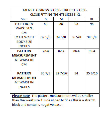 Meggings Mens Stretch Leggings Block Sizes S Xl Tights Pdf A4 Version To Print Modeliste Creative Amp Design Cut Amp Wear