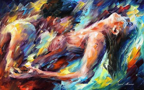 性感的油画激情-恋人的调色板刀人物在画布上的油画通过Leonid Afremov.jpg