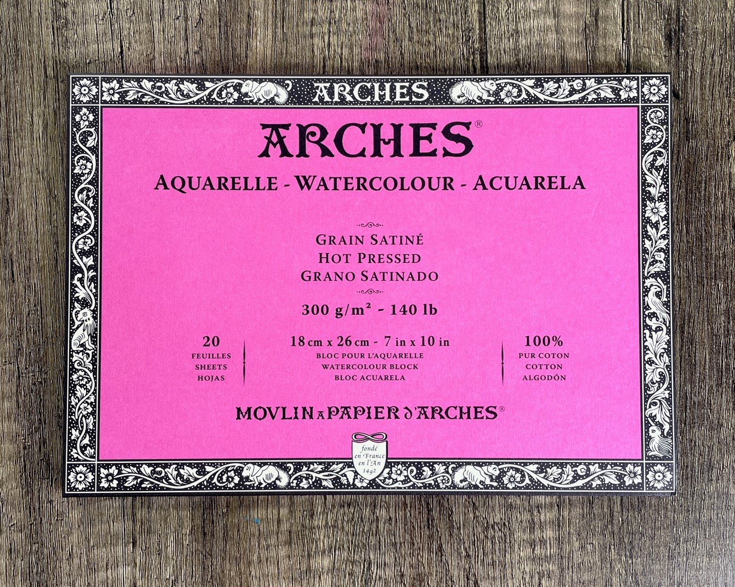 Papier aquarelle Arches 40x50 cm 300 grs grain fin blanc brillant