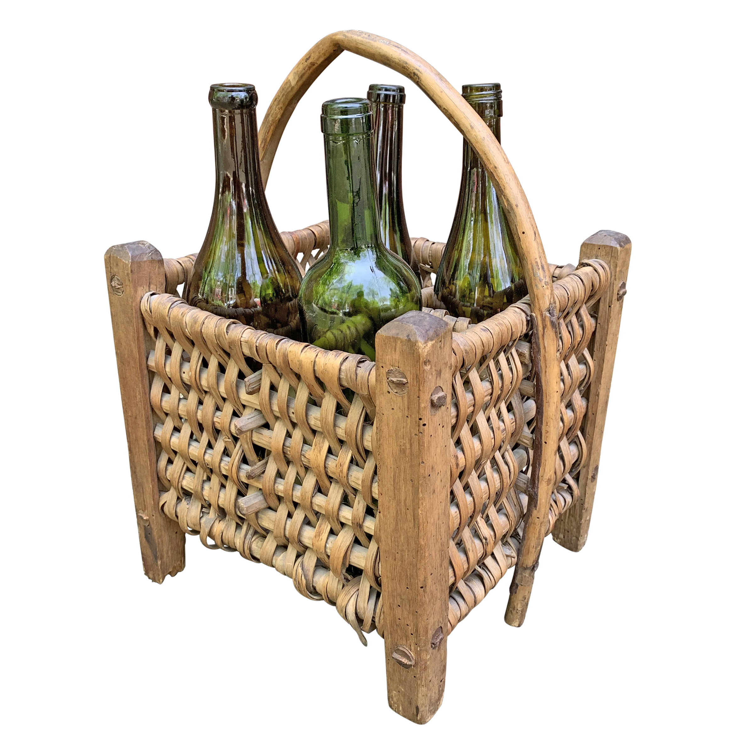 Early 20th Century French Wine Carrier Basket Right Proper