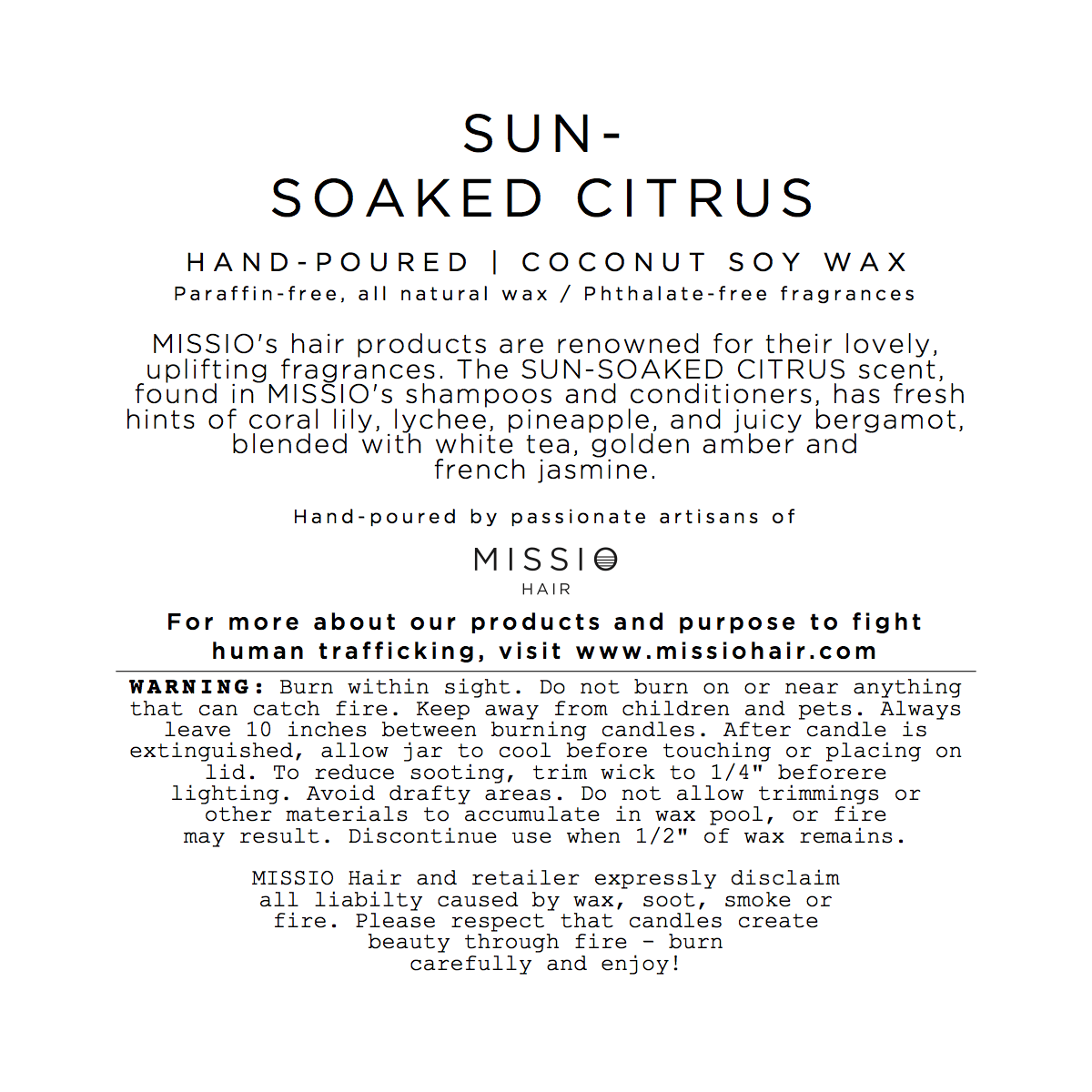 Sun Soaked Citrus Candle Missio Hair Product With Purpose