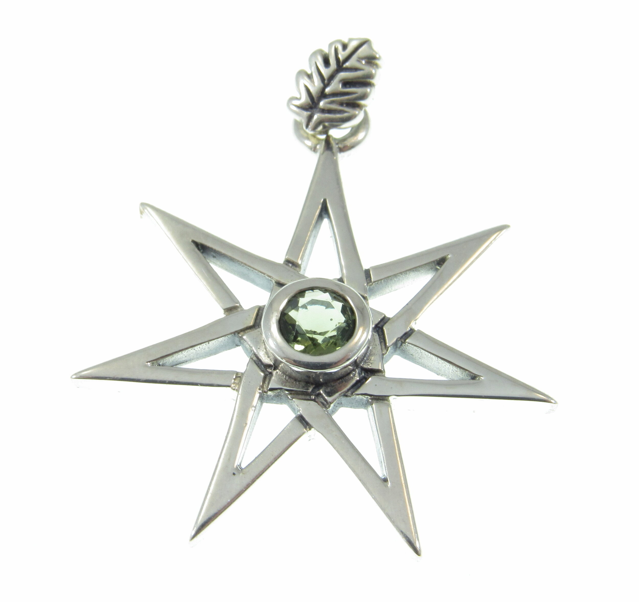 Sterling Silver Elvin (Fairy) Star & Oak Leaf Pendant w Sterling Silver Elvin (Fairy) Star & Oak Leaf Pendant w