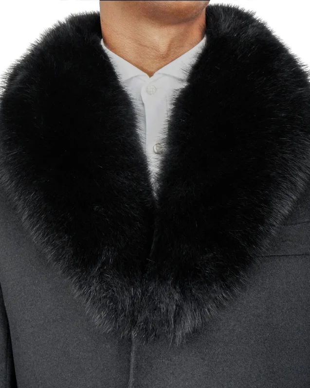 black fox fur collar coat