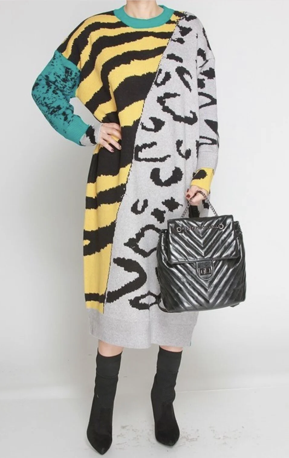 パーティードレス Zebra Print Sweater Dress Zebra Sweater Dress — Bos Boutique