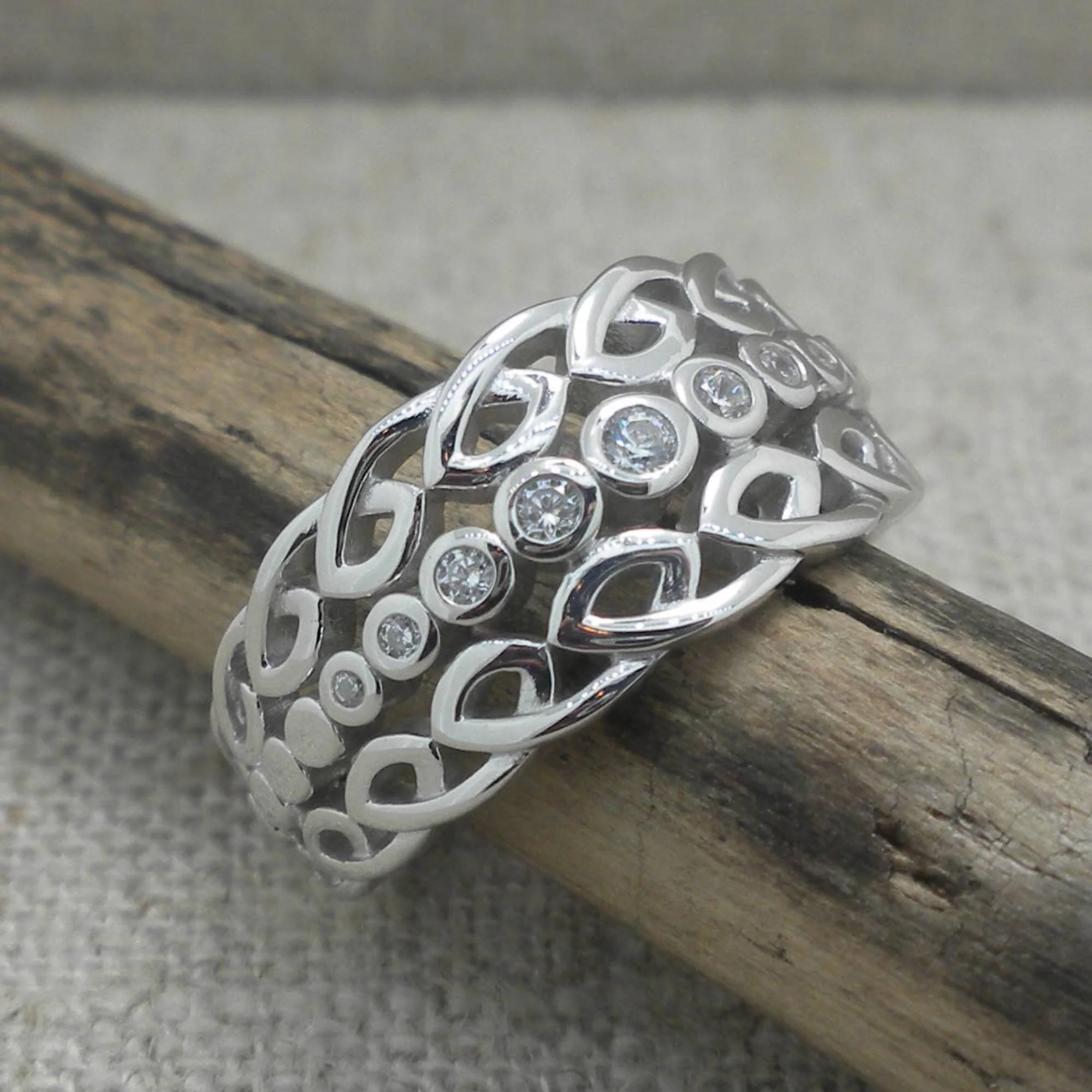 Celtic Knot Bridge Ring With CZs — Basil-Ltd: Irish & Celtic