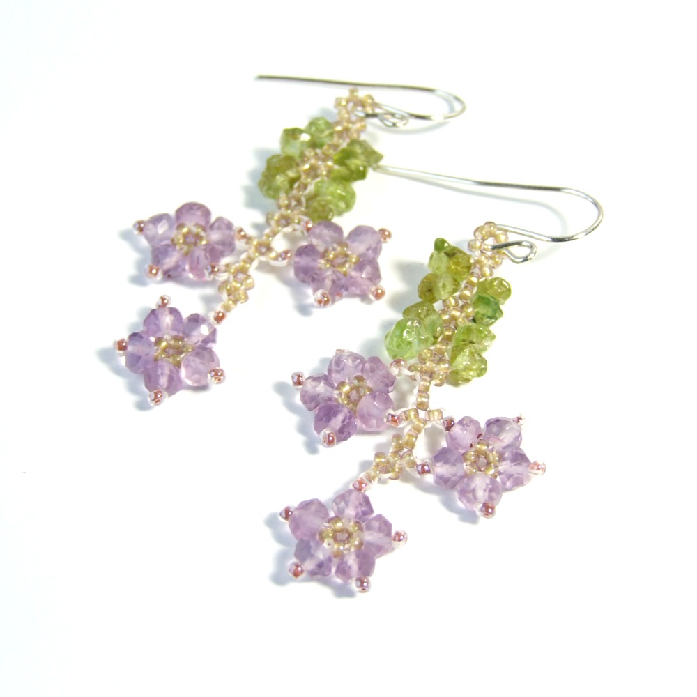 floral 紫晶earrings - artisan jewelry
