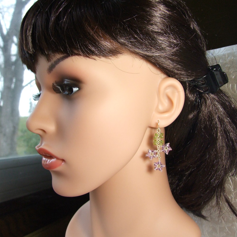 紫晶and peridot earrings