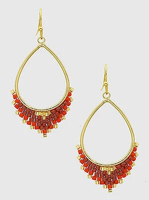 Teardrop Beaded Hoop Earrings Teardrop Beaded Hoop Earrings